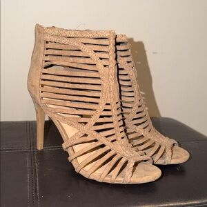 Women's Tan Strappy High Heel Sandal